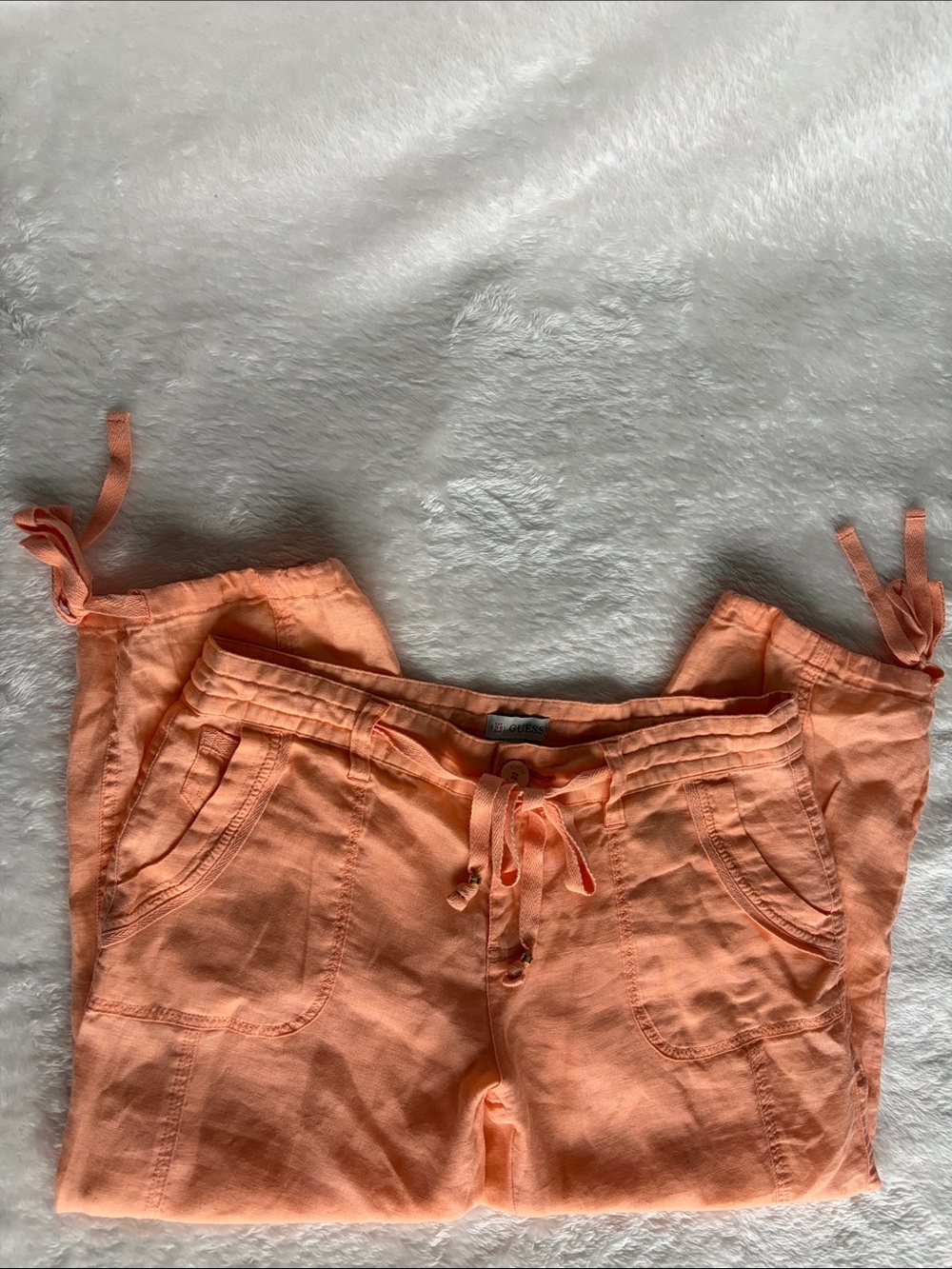Guess Peach Linen Drawstring Jogger Pants | Women’s Size 28